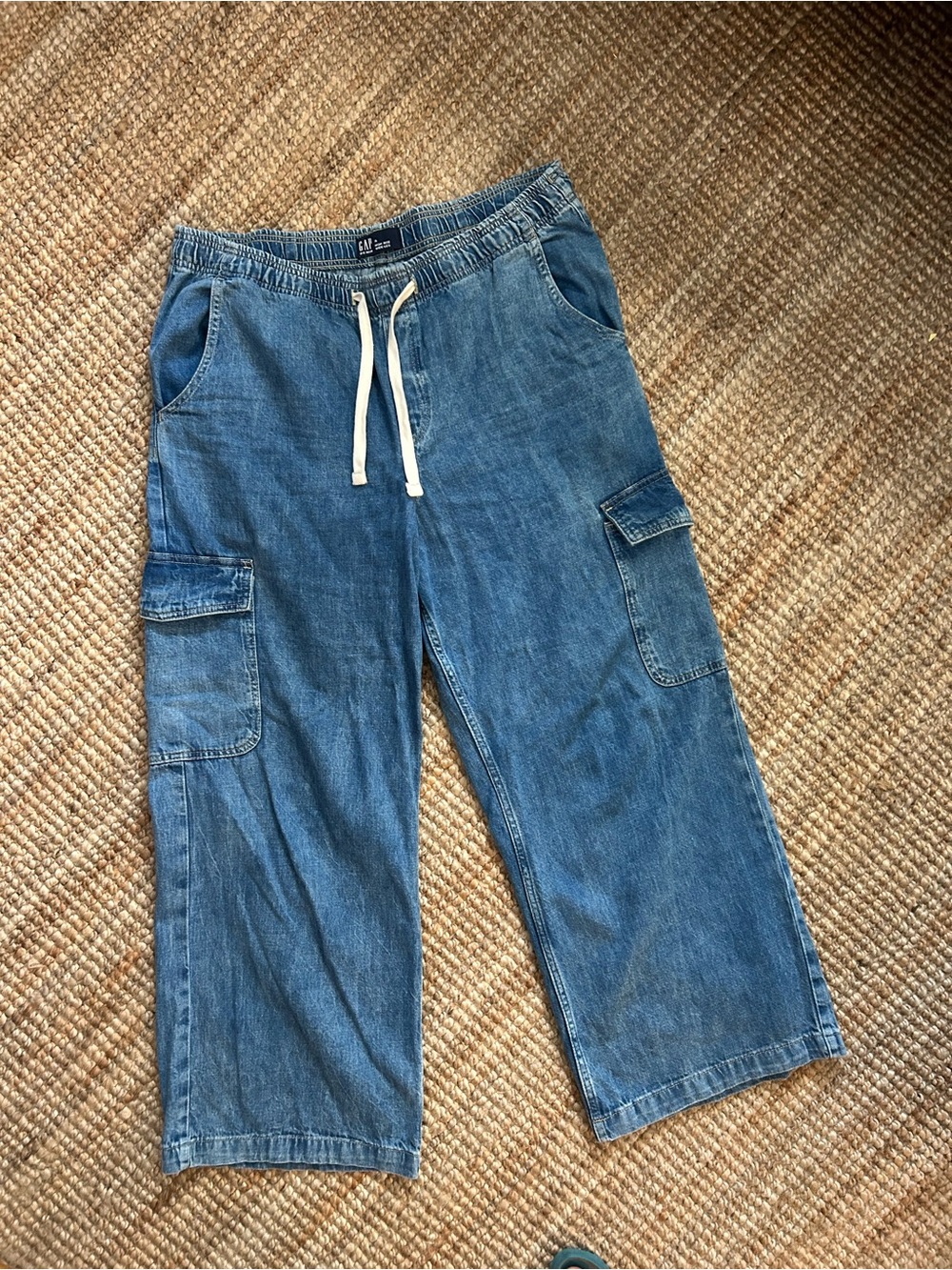 GAP Wide Leg Denim Cargo Jeans - Blue